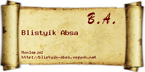 Blistyik Absa névjegykártya